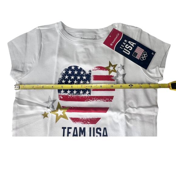 NEW American Girl Team USA T-SHIRT For GIRLS Med 10/12 TEE Patriotic Heart Flag - Picture 4 of 9